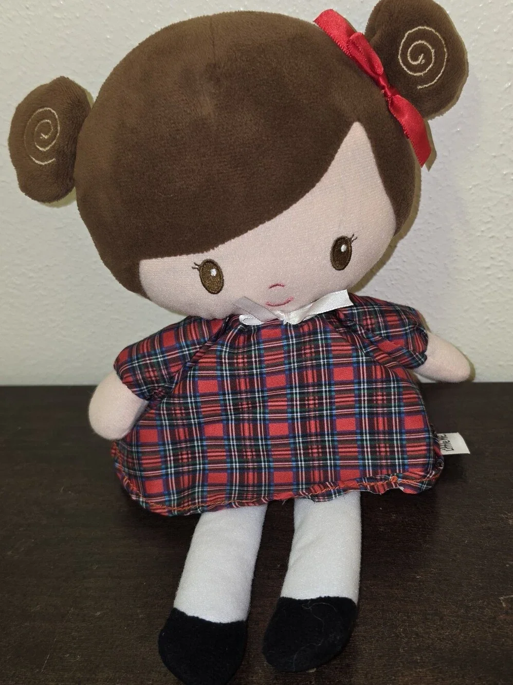 Little Me Red Plaid Soft Doll with Brown Hair